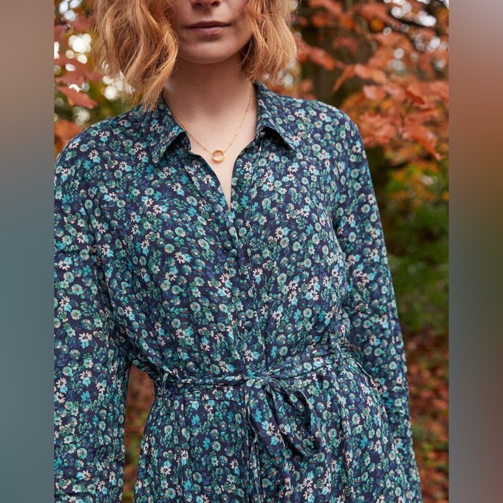 Joules Aurelie Shirt Dress in Navy Ditsy Floral Print